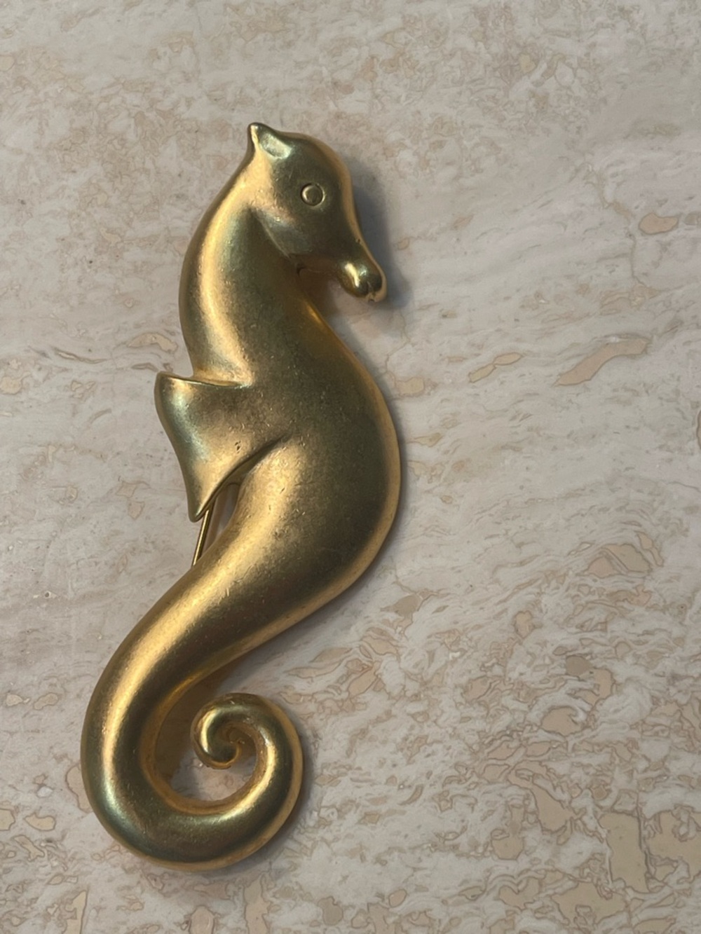 Gold Seahorse Brooch Pin